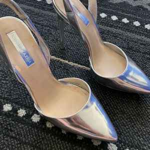 BCBG Silver Stiletto Pumps
